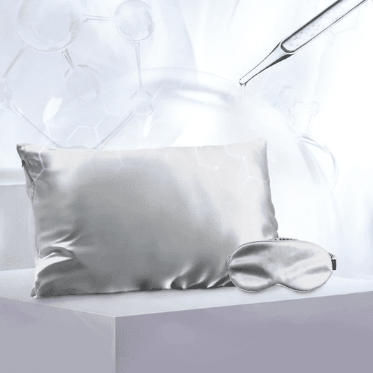 Luxury Silk Pillowcase and Eye Mask set -Soft Grey